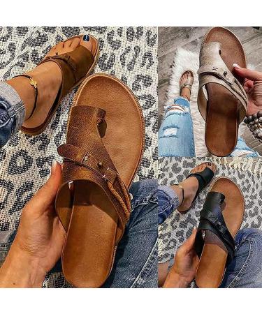 OKUH Orthotic Sandals for Plantar Fasciitis - Women's PU Leather Flat Sole Snake Pattern Summer Shoes - Buy Online on GoSupps.com