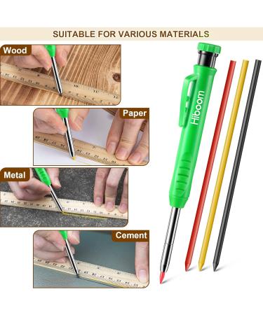 Hiboom 2 Pack Carpenter Pencils with Refills & Sharpener - Ideal Scribe Tool for Construction, Woodworking & Architects - Green - Buy Online on GoSupps.com