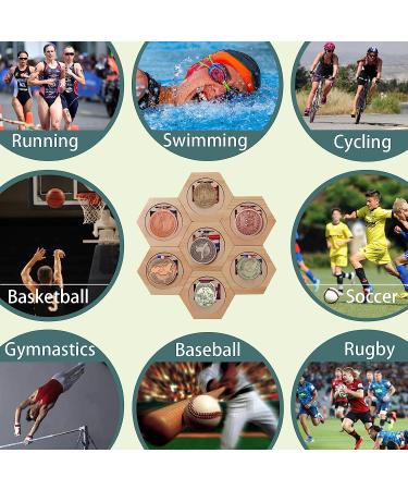 Drosica Medal Hanger Display Wooden Honeycomb Medal Display for Medals Earned Through Triathlons  Gymnastics  Football  Basketball  Running  Swimming  Military  Games  and Any Competition (7 pcs) - Buy Online on GoSupps.com