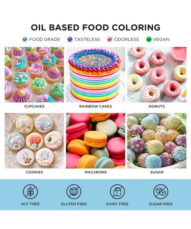 12 Color Oil Based Food Coloring for Chocolate & Candy - Cherrysea Edible Dye for Baking & Decorating - 0.35 Fl. Oz Bottles - Buy Online on GoSupps.com