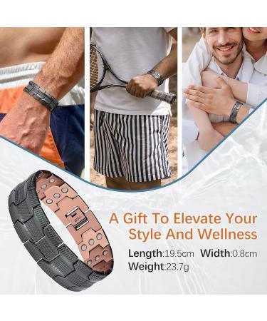 Jeracol 99.99% Solid Copper Magnetic Bracelet for Men - 3X Ultra Strength Magnets - Adjustable Size - Gift Box Included (Black) - Buy Online on GoSupps.com