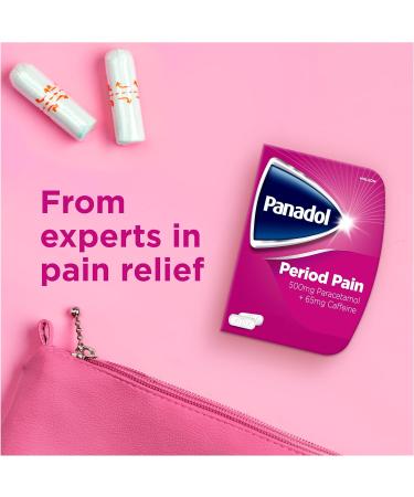 Panadol Paracetamol Caffeine Tablets Period Pain Relief 500 mg/65 mg 31.2 g 14-Count - Buy Online on GoSupps.com