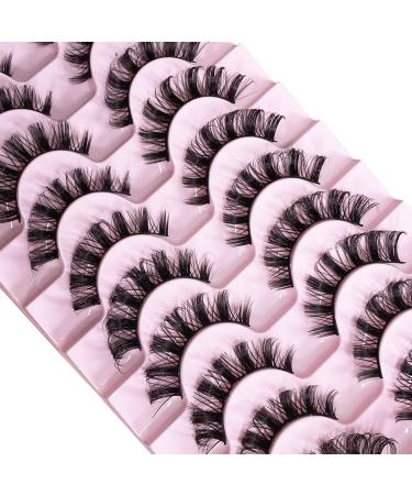 CNMTCCO False Eyelashes 10 Pairs Russian Strip Lashes Natural Fluffy Wispy D Curly Faux Mink Lashes Thick Short Soft Eyes Lash Reusable Fake Eyelashes Naturally - Buy Online on GoSupps.com