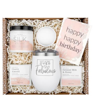 Happy Birthday Gifts for Women - Spa Gift Basket for Women, Best Friends Gifts for Women, Birthday Gifts for Mom, Birthday Box Gifts for Sister Birthday, Birthday Gifts for Friend Female, Womens Gifts 5 Piece Set White