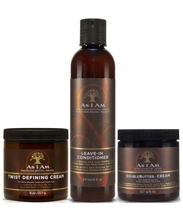 As I Am Leave-in Conditioner 237ml Twist Defining Cream 227g & Double Butter Cream 227g