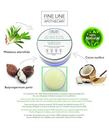 100% Natural Body Butter | Shea Butter Coconut Oil & Tea Tree Oil - Fine Line Apothecary | Moisturizes Skin Scalp Hair & Nails - Buy Online on GoSupps.com