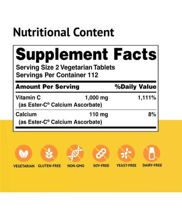 Buy American Health Ester-C 500 mg - 225 Vegetarian Tablets | Vitamin C Supplement - Buy Online on GoSupps.com