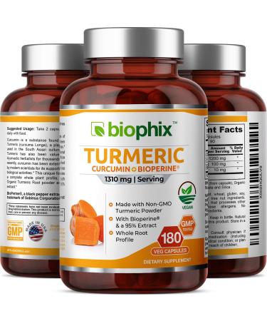 Organic Turmeric Curcumin 1310mg with BioPerine | 180 Vcaps Antioxidant for Immune & Joint Health - Buy Online on GoSupps.com