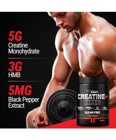 GMU SPORT - Creatine Monohydrate with HMB Powder - 45 Servings Creatine HMB Supplements Creatine with HMB for Increased Strength Muscle Growth & Enhanced Energy 3G HMB/Fruit Punch - Buy Online on GoSupps.com
