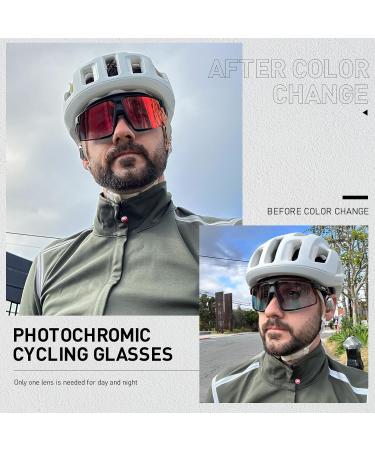 Kapvoe Photochromatic Self-Tinting Bicycle Glasses | UV400 Protection | Unisex TR90 Sports Sunglasses for Cycling MTB Running & Baseball - A01 Black - Buy Online on GoSupps.com
