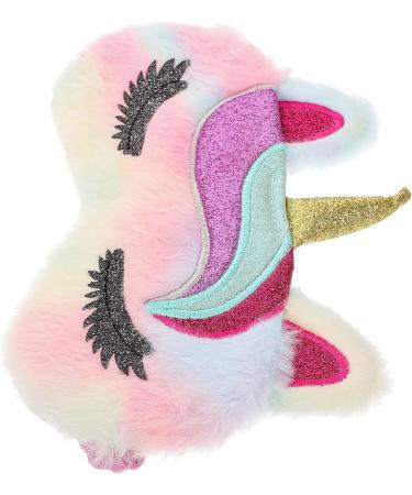 LOGOFUN Plush Cartoon Unicorn Eye Mask - Furry Faux Fur Sleeping Mask for Women & Girls | Adjustable Straps Colorful Sleep Accessory - Buy Online on GoSupps.com