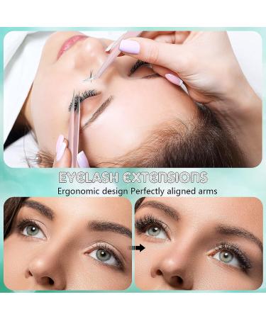 5 Pcs Eyelash Extension Tweezer Set with Box - Stainless Steel Lash Volume Tools for Skilled Lash Artists (Pink) - Buy Online on GoSupps.com