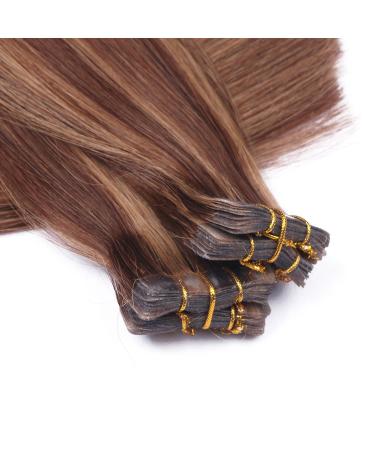 Tape In Hair Extensions #6/12 - 40cm 100% Remy Real Hair 30 Bricks (4cm Wide) with Adhesive Tape by Novon Hair Extensions - International Shipping Available - Buy Online on GoSupps.com