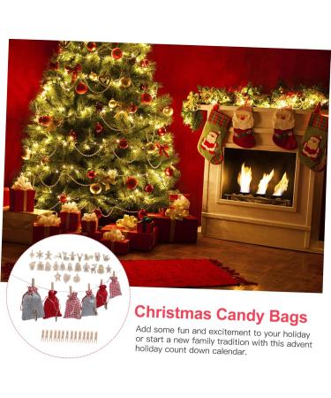 KONTONTY 1 Set Christmas Calendar Bag Christmas Cloth Bags Diy Advent Calendar Bags Xmas Drawstring Bags - Buy Online on GoSupps.com