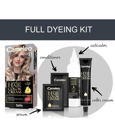 Cameleo - Permanent Hair Colour Cream - Champagne Blonde - Intensive Color & Protection - 5 Oils + Omega Plus Acids - Professional Luxurious Hair Dye - Full Kit - Buy Online on GoSupps.com
