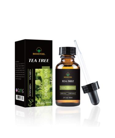 Tea Tree Essential Oil 100% Organic Pure and Undiluted, Face Nails Hair and Diffuser, Treatment for Acne