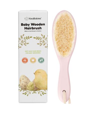 Baby Hair Brush - Baby Brush with Soft Goat Bristles - Cradle Cap Brush - Perfect Scalp Grooming Product for Infant, Toddler, Kids (Blush, Oval) Blush 1 Count (Pack of 1)