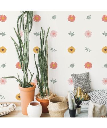 funlife Multi Petal Daisy and Leaves Wall Decal Peel and Stick Wall Stickers Transparent PVC Kids Wall Art Decor for Revamping Nursery Bedroom Playroom