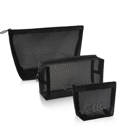 3 Pack Mesh Cosmetic Bag Mesh Makeup Bags Black Mesh Pencil Case for Office Travel Accessories 3 Sizes - Buy Online on GoSupps.com