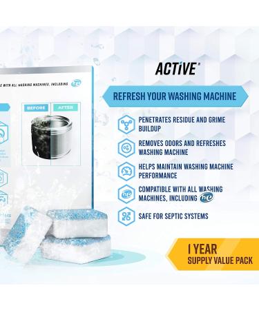 Washing Machine Cleaner Descaler 24 Pack - Eco-Friendly Deep Cleaning Tablets for HE Front & Top Load Washers - Septic Safe Deodorizer - 12 Month Supply - Buy Online on GoSupps.com