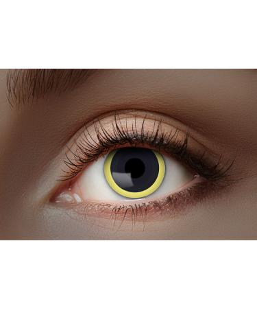 Eyecatcher 84027541-455 - Colored UV contact lenses 1 pair for 12 months yellow black luminous carnival Mardi Gras Halloween