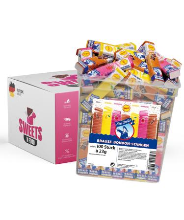 Ahoj-Brause fizzy candy sticks bucket 100 pieces 2.3kg | + Packed with stylish SWEETSN FOOD packing tape