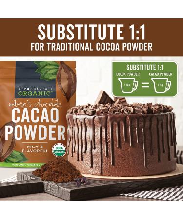 Viva Naturals Organic Cacao Powder - Premium Criollo Beans | 1 lb - Buy Online on GoSupps.com