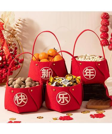 New Year Candy Basket - Festive Candy Gift Basket Non-Woven Fabric DIY Candy Basket Candy Tray for Home Kitchen New Year Jmedic - Buy Online on GoSupps.com