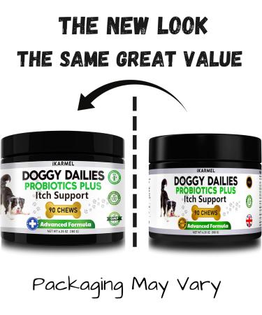 iKARMEL Doggy Dailies Probiotics for Dogs | Canine Supplements for Digestive and Immunity Support | Skin Health and Itch Relief | Vitamin Treats for Dogs | Probiotic (90 Chews) - Buy Online on GoSupps.com