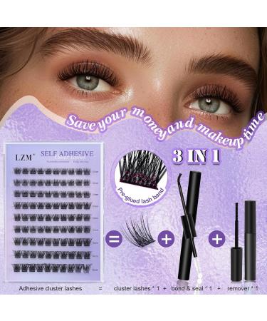 LZM Self Adhesive Eyelashes Pre-glued Eyelashes Cluster Lashes Kit with Lash Tweezers No Glue Needed Natural Self Adhesive Lashes(C9) - Buy Online on GoSupps.com