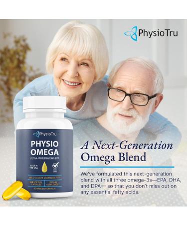 Physio Omega 2400mg Fish Oil with Omega 3 Fatty Acid Supplement - Vascular & Cognitive Supplements for Adults - Non-GMO Burpless Light Citrus Flavor Sustainably Sourced - 1 Pack 60 Softgels - Buy Online on GoSupps.com