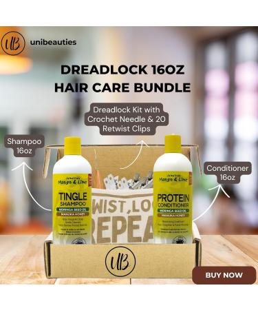 Dreadlock Clarifying Shampoo & Conditioner Bundle with Jamaican Mango & Lime Tingle Shampoo Protein Conditioner with dreadlock accessories case Dreadlock crochet hook & retwist clips from unibeauties - Buy Online on GoSupps.com