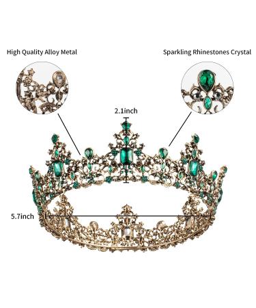 Baroque Queen Crystal Crown for Women - Vintage Princess Tiara Rhinestone (Green) - Buy Online on GoSupps.com