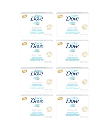 Baby Dove Bar Soap Rich Moisture 3.17 oz 8 bar More Gentle and Nourishing than Ordinary Baby Soap Bars Washes Away Bacteria 3.17 Ounce (Pack of 8) Rich Moisture