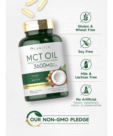 Carlyle MCT Oil Capsules | 3600mg | 70 Softgels | Keto Coconut Oil | with Caprylic & Capric Acid | Non-GMO and Gluten Free Supplement - Buy Online on GoSupps.com