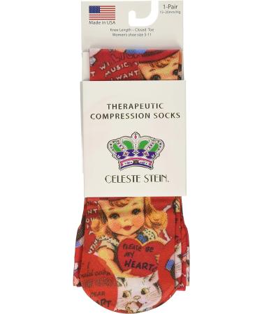 Celeste Stein Vintage Hearts Compression Socks 15-20mmHg - Moderate Support - Buy Online on GoSupps.com