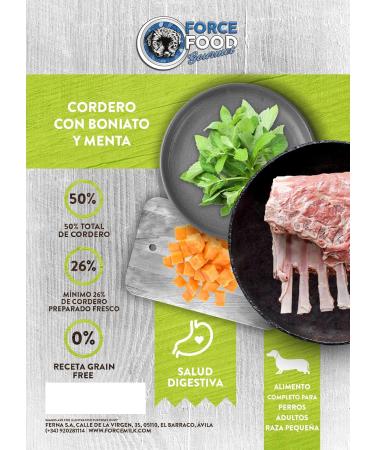 FORCEFOOD Gourmet Grain-free food for adult dogs of small breeds lamb with sweet potato and mint (2 kg) - Buy Online on GoSupps.com