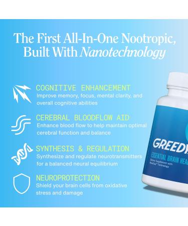 Nootropic Brain Supplements for Memory and Focus Brain Health Supplements for Adults with NanoCap Technology Phosphatidylserine Bacopa Ginkgo Biloba Omega 3 B6 B12 60 Softgels by Greedy  - Buy Online on GoSupps.com