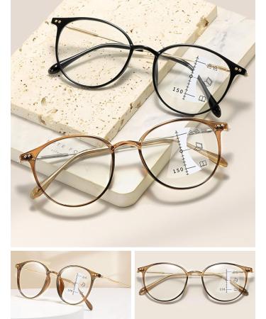 Buy Lanomi Multifocal Reading Glasses with Blue Light Filter | UV400 Protection | Round Design | 3.0 Diopters for Men & Women - Buy Online on GoSupps.com