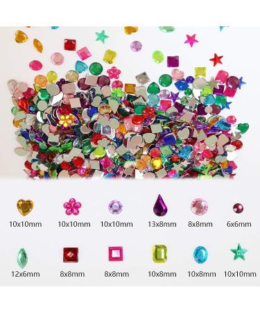FADIKX 1200 Pcs Acrylic Rhinestones | DIY Craft Gems for Wedding & Birthday Decoration | 12 Shapes (6-13mm) - Buy Online on GoSupps.com
