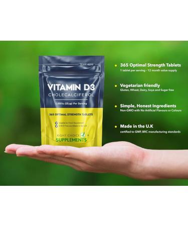 Vitamin D 1000iu | 1-Year Supply | Easy-Swallow Vegetarian Tablets for Immune Support - Buy Online on GoSupps.com