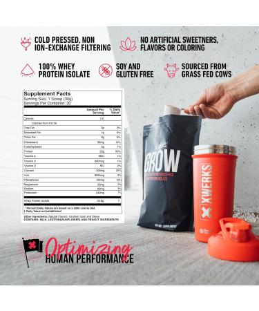 Xwerks Grow 100% New Zealand Grass-Fed Whey Protein - 23g Pure Isolate All-Natural Paleo & Keto-Friendly Gluten-Free (Peanut Butter Flavor) - 30 Servings - Buy Online on GoSupps.com