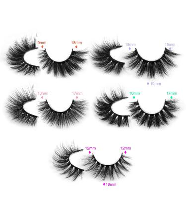 10 Pairs of Wispy 18mm Natural 3D Faux Mink False Eyelashes - Mixed Styles | Reusable Soft Fake Lashes in Glitter Boxes - Buy Online on GoSupps.com