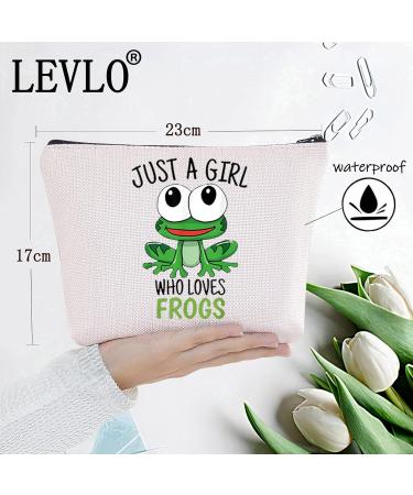 Levlo Funny Frog Cosmetic Bag | Perfect Gift for Frog Lovers & Makeup Enthusiasts | Cute Animal Design for Women & Girls - Buy Online on GoSupps.com