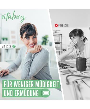 Vitabay High-Dosed Iron Capsules - 120 Vegan Iron Tablets with 319 mg Ironbis Glycinat | Premium Iron Supplement for Optimal Health - Buy Online on GoSupps.com