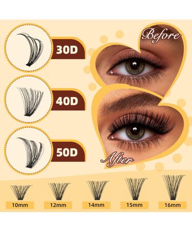 QUEWEL Clusters-Lashes Kit 30+40+50D Lash Clusters Mixed 10-16mm D Curl Eyelashes-Individual Kit with Waterproof Lash Bond and Seal and Lash Tweezer DIY at Home for Beginner(30D+40D+50D-KIT) - Buy Online on GoSupps.com