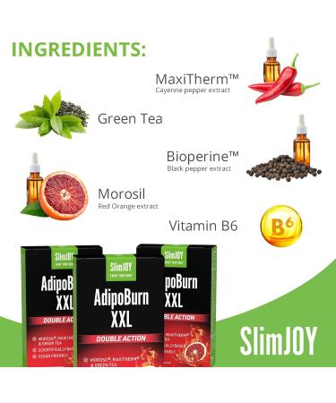 SlimJOY AdipoBurn XXL - Green Tea, Cayenne & Caffeine Extract - 90 Capsules + Free E-Book Guide - Buy Online on GoSupps.com