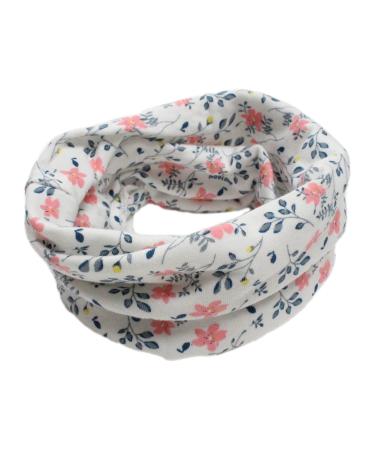 Kids Boys Girls Cotton Multi Use Neck Warmer Scarf Hat Bandana White Flowers