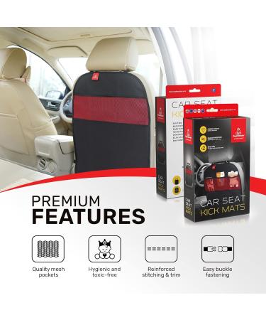 Royal Rascals Car Seat Kick Mat Protector & Kid's Back Seat Organiser - Set of 2 - Waterproof Upholstery Protection & Stain-Resistant Car Organisers - Accessories for Baby & Toddler Car Rides (Black) - Buy Online on GoSupps.com