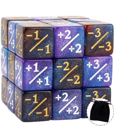 24 Pieces Magic The Gathering Token Dice Counters Marble Cube D6 Dice Glitter Sparkle Starry Sky Dice for CCG Creature Stats Card Gaming MTG Accessory (2-Color Mixed)
